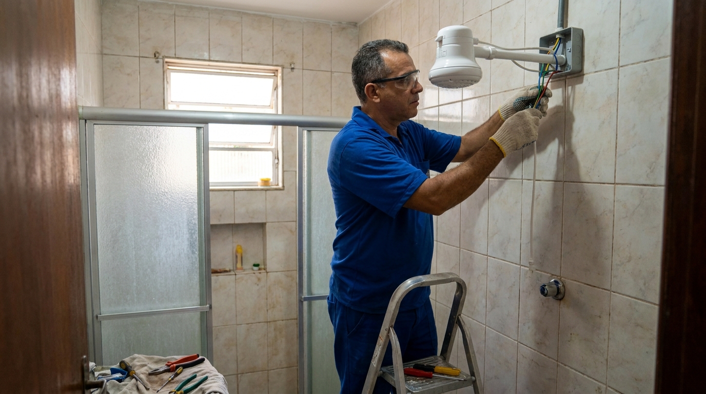 Substituição de Chuveiro Antigo no Bom Clima, Juiz de Fora‑MG